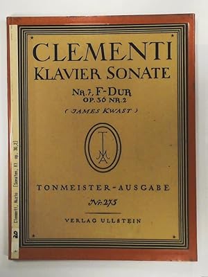 Clementi - Klaviersonate Nr 7 F-Dur Opus 36 Nr 2 (James Kwast). Tonmeister Ausgabe 275