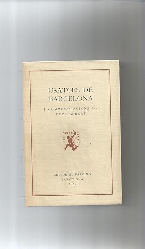 Seller image for Usatges de Barcelona. I Commemoracions de Pere Albert. for sale by Librera El Crabo