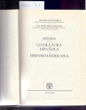 Imagen del vendedor de HISTORIA DE LA LITERATURA ESPAOLA E HISPANOAMERICANA a la venta por Libreria 7 Soles