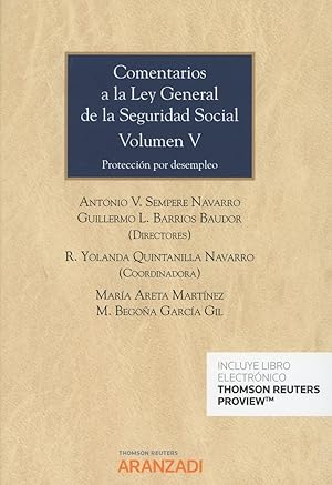 Image du vendeur pour COMENTARIOS A LA LEY GENERAL DE LA SEGURIDAD SOCIAL. VOLUMEN V. PROTECCIN POR DESEMPLEO mis en vente par Vuestros Libros