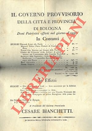 Doni Patriottici offerti nel giorno d'oggi. (Gherardi Luigi, Mignani Pietro, Tattini Gio.Battista...