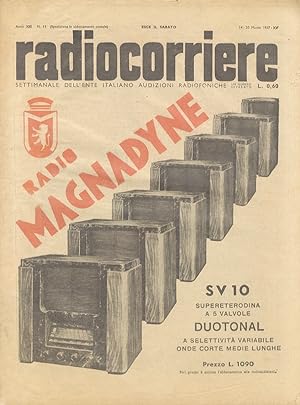 RADIOCORRIERE. Settimanale dell'Ente Italiano Audizioni Radiofoniche. Anno XIII. N. 11. 14 - 20 m...