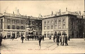 Ansichtskarte / Postkarte Reims Marne, Place Royale Statue de Louis XV