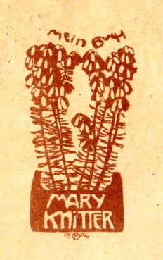 Exlibris für Mary Knitter im Institut Braukmann, Wenigerjena bei Jena. Klischéedruck von Kopp, Mü...