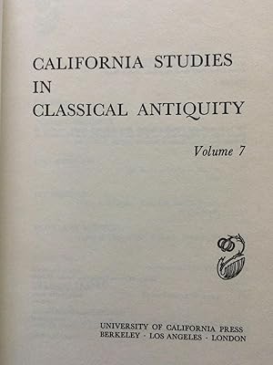 Immagine del venditore per California Studies in Classical Antiquity, Volume 7. venduto da G.F. Wilkinson Books, member IOBA