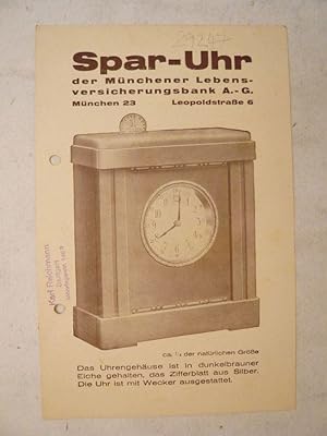 Spar-Uhr der Münchener Lebensversicherung Bank A. G. * Firmenwerbung / Industriewerbung / Faltbla...