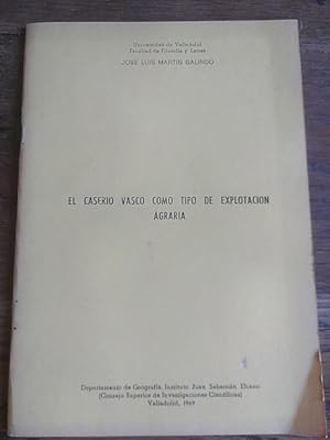 Imagen del vendedor de EL CASERO VASCO COMO TIPO DE EXPLOTACIN AGRARIA a la venta por Librera Pramo