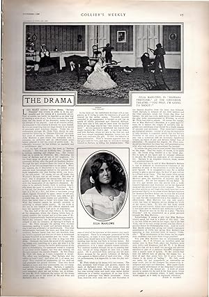 Bild des Verkufers fr PRINT: "The Drama: Julia Marlowe".story and photoengraving from Collier's Weekly; November 4, 1899 zum Verkauf von Dorley House Books, Inc.