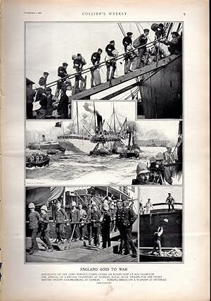 Bild des Verkufers fr PRINT: "England Goes to War: 4 Photos of British Troops Ordered to the Front" .photoengravings from Collier's Weekly; November 11, 1899 zum Verkauf von Dorley House Books, Inc.