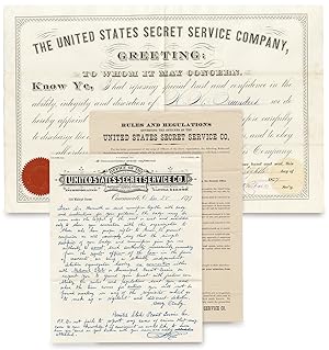 United States Secret Service Company. Three 1877 Ephemeral Items for Membership and Rules and Reg...