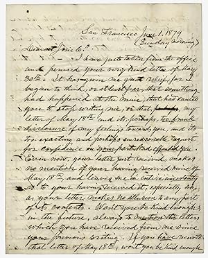 [1879 Autograph Letter Signed by Lawyer James B. Townsend, 1849 Member of Gold Rush of Society of...