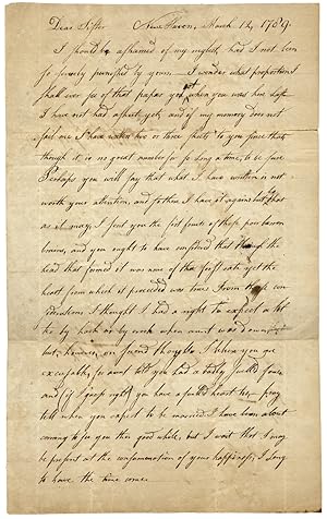 Affecting 1789 Autograph Letter Signed by Isaac Silliman of New Haven, Connecticut to His Sister