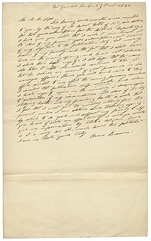 1840 Autograph Letter Signed by East Groveland, New York preacher Oren Brown
