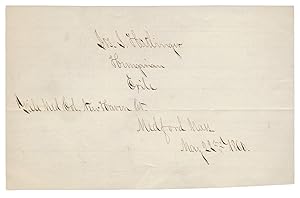 1860 Autograph Souvenir of Joseph J. Hatlinger, Hungarian Exile, Yale Graduate, Directed African-...
