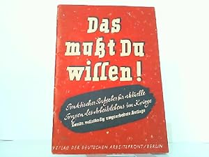 Imagen del vendedor de Das mut Du wissen! Arbeitsrecht, Sozialversicherung, Familienunterhalt usw. im Kriege. a la venta por Antiquariat Ehbrecht - Preis inkl. MwSt.