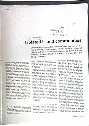 Bild des Verkufers fr Isolated island communities; Reprint from: Science Journal; zum Verkauf von books4less (Versandantiquariat Petra Gros GmbH & Co. KG)