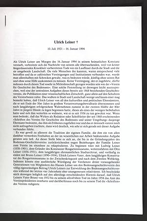 Image du vendeur pour Ulrich Leiner 10. Juli 1921 - 16. Januar 1994; mis en vente par books4less (Versandantiquariat Petra Gros GmbH & Co. KG)
