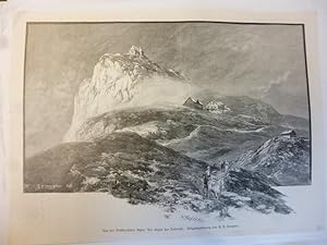 Orig. Holzstich: Compton - Aus den westkarnischen Alpen: Der Gipfel des Dobratsch. Originalzeichn...