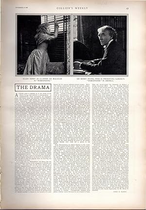 Bild des Verkufers fr PRINT: "The Drama: Ellen Terry & Sir Henry Irving".story and photoengraving from Collier's Weekly; November 18, 1899 zum Verkauf von Dorley House Books, Inc.