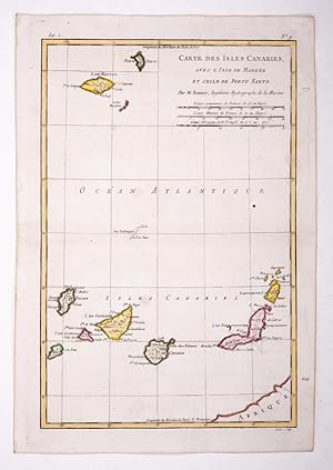 Carte des Isles Canaries avec l'isle de Madeira et celle de Porto Santo.