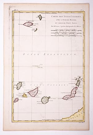 Carte des Isles Canaries avec l'isle de Madeira et celle de Porto santo.