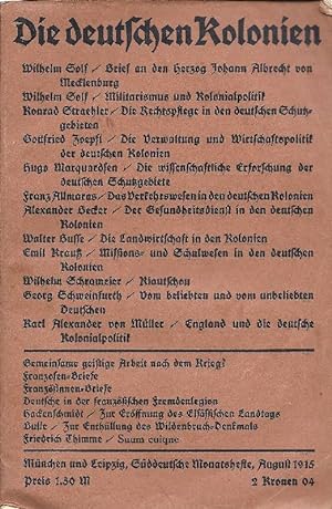 Die deutschen Kolonien in: Süddeutsche Monatshefte. August 1915