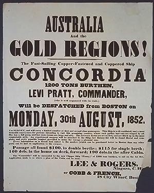 AUSTRALIA And the GOLD REGIONS! The Fast-Sailing, Copper-Fastened, and Coppered Ship CONCORDIA, 1...