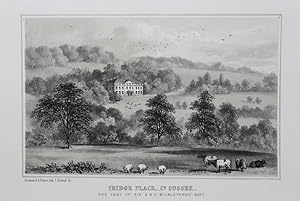 Bild des Verkufers fr Original Antique Lithograph Illustrating Iridge Place in Sussex, The Seat of Sir S. B. P. Micklethwait, Bart From Visitation of Seats By J. B. Burke, Published in 1852 - 1855. zum Verkauf von Rostron & Edwards