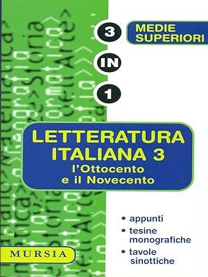 Bild des Verkufers fr Letteratura italiana 3: l'Ottocento e il Novecento zum Verkauf von Librodifaccia