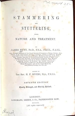 Bild des Verkufers fr Stammering and Stuttering: Their Nature and Treatment zum Verkauf von Kaleidoscope Books & Collectibles