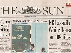 Seller image for 1996 the Baltimore Sun Newspaper: (Cal) Ripken Surpasses World Record (Sachio Kinugasa) for sale by Bookshop Baltimore