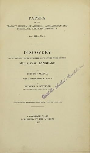 Discovery of a fragment of the printed copy of the work on the Millcayac language by Luis de Vald...