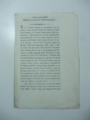 Agli amatori della galante bibliografia