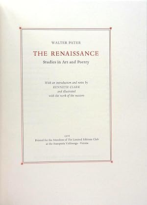 THE RENAISSANCE. STUDIES IN ART AND POETRY