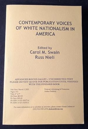 Contemporary Voices of White Nationalism in America (ADVANCE READING COPY)