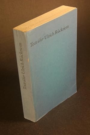 Imagen del vendedor de Texte ber Ulrich Rckriem, 1964-1987. a la venta por Steven Wolfe Books