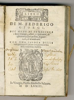 Libro di m. Federigo Giorgi, del modo di conoscere i buoni falconi, astori, e sparavieri, di esse...