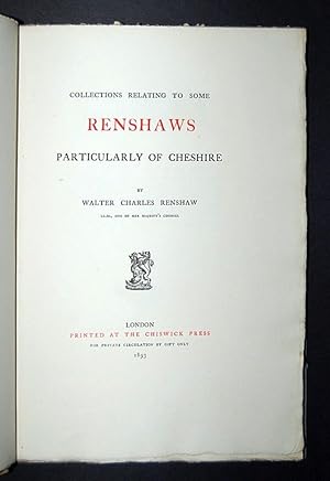 Collections Relating to some Renshaws Particularly of Cheshire.