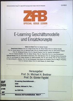 Seller image for E-Learning Geschftsmodelle und Einsatzkonzepte. Zeitschrift fr Betriebswirtschaft : Special Issue; 2/2006. for sale by books4less (Versandantiquariat Petra Gros GmbH & Co. KG)