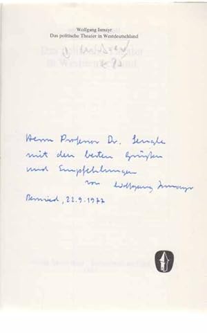 Image du vendeur pour Das politische Theater in Westdeutschland. Wolfgang Ismayr / Hochschulschriften / Literaturwissenschaft ; Bd. 24. mis en vente par Fundus-Online GbR Borkert Schwarz Zerfa