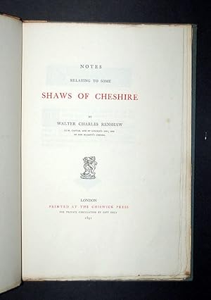 Notes Relating to some Shaws of Cheshire.