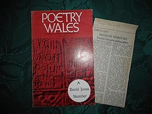 Poetry Wales Winter 1972 Volume 8 Number 3. A DAVID JONES Number Arthur Giardelli's 2nd Copy