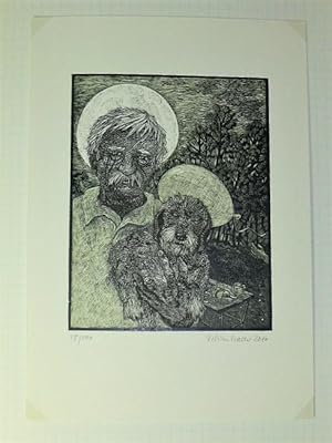 Bild des Verk�ufers f�r Pan Leszek Birezin, der Hund Kuballa und die schwarze Madonna von Tschenstochau. Erz�hlung. Dieses Heft tr�gt die Nummer 48 von 100. Im Impressum signiert von Katja Lange-M�ller, Bettina Haller, Bettina Rulf. Mit 8 Schabkartonillustrationen und einem OriginalAcrylstich von Bettina Haller [Den Acrylstich druckte die K�nstlerin] - dieser numeriert und SIGNIERT 48/100. Auflage: 100 numerierte und signierte Exemplare sowie 20 r�misch numerierte Verleger- und K�nstlerexemplare. zum Verkauf von Antiquariat Ballmert