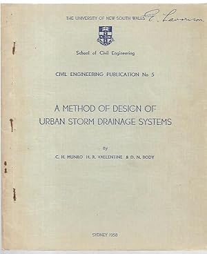 Image du vendeur pour A Method of Design of Urban Storm Drainage Systems. Civil Engineering Publication No 5. mis en vente par City Basement Books