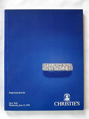 Seller image for Important Jewels, June 13, 1990, Christie's New York Auction Catalogue. for sale by Tony Hutchinson