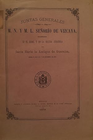 Imagen del vendedor de 1872 - Actas Juntas Generales de Vizcaya, diciembre 1872 a la venta por Arriola Lerchundi