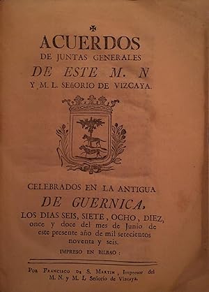 Imagen del vendedor de 1796 - Actas Juntas Generales de Vizcaya, junio 1796 a la venta por Arriola Lerchundi
