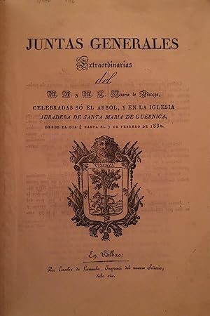 Imagen del vendedor de 1830 - Actas Juntas Generales de Vizcaya, febrero 1830 a la venta por Arriola Lerchundi