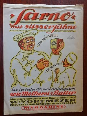 Werbeblatt: Sarno mit süsser Sahne aus unserer eigenen Dampfmolkerei.