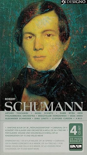 Bild des Verkufers fr Robert Schumann (1810 - 1856): 1. Sinfonie B-Dur op. 38 Frhlingssinfonie / Carnaval op. 9 / Konzert fr Klavier und Orchester A-Moll op. 54 u.v.m. (4-CD Set / Designo Series No. 222523-354) zum Verkauf von Paderbuch e.Kfm. Inh. Ralf R. Eichmann